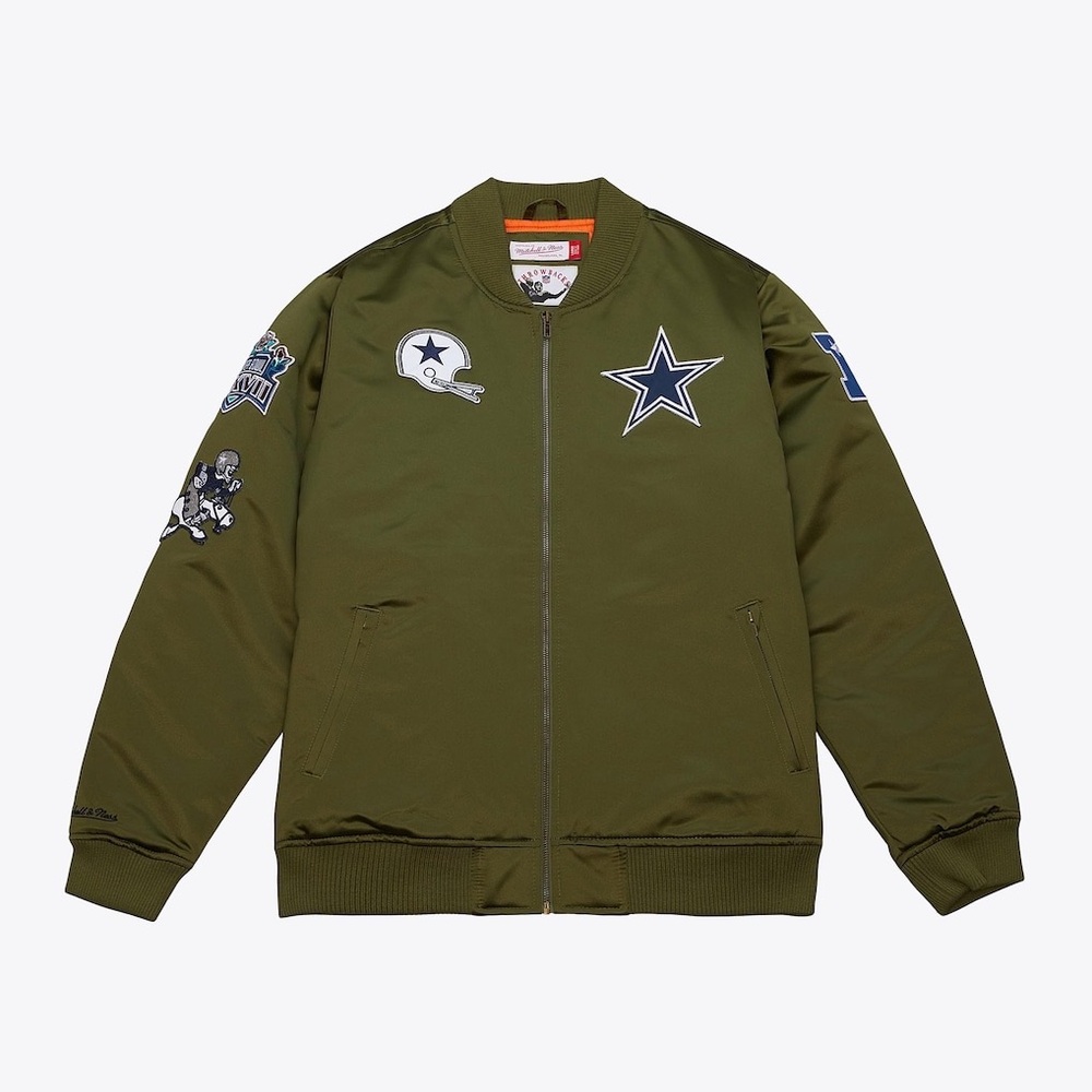 Dallas Cowboys Mitchell & Ness Satin Bomber Jacket